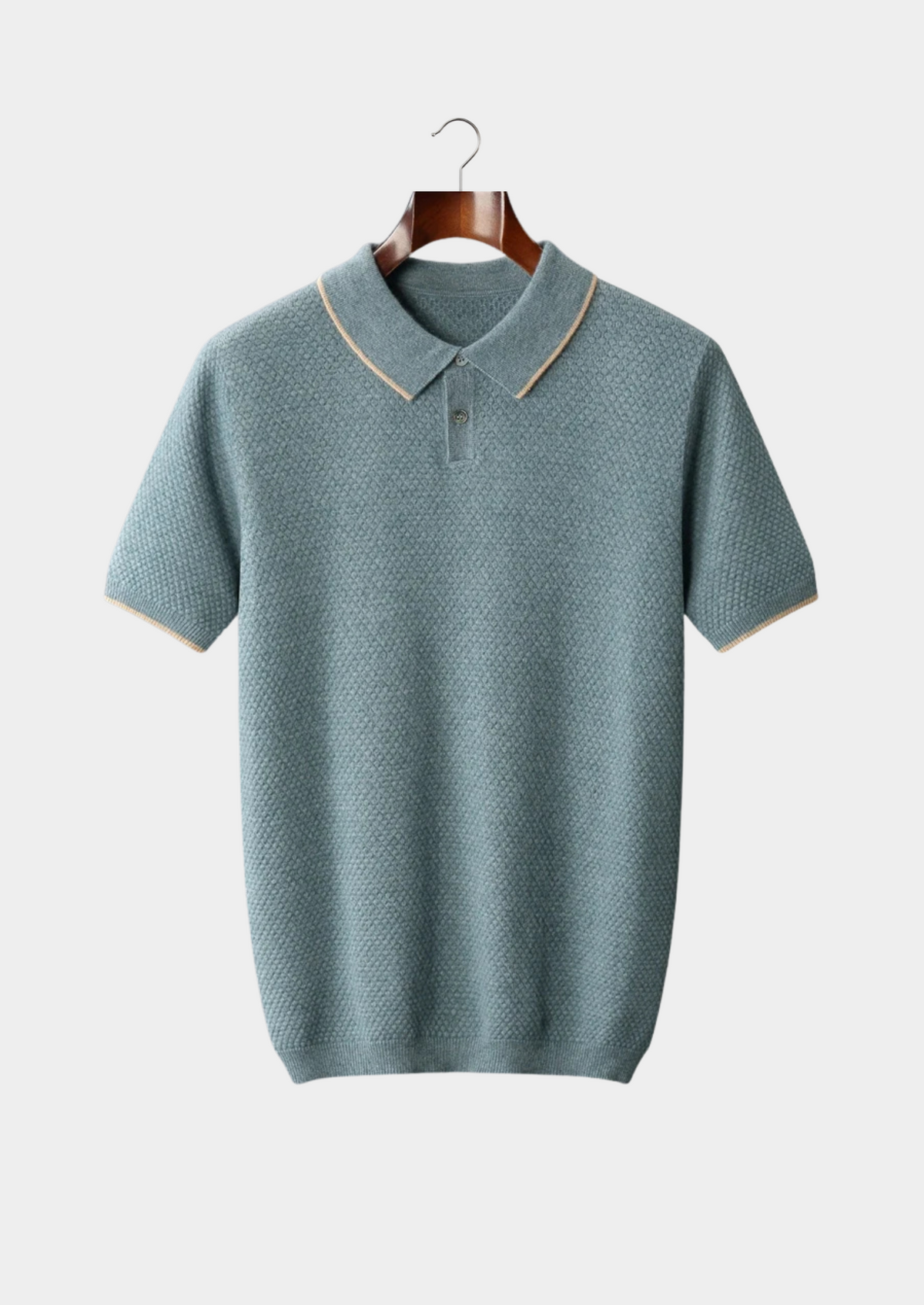 Premium Cashmere Sea Blue Two-Tone Polo | Roccella