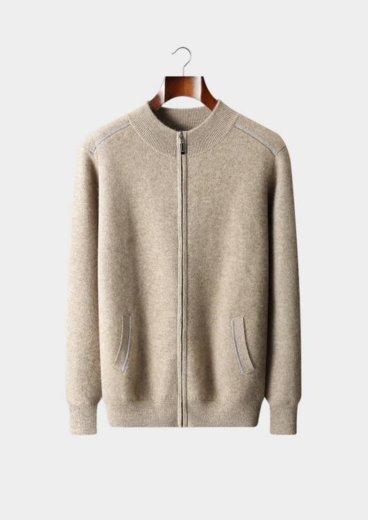 Premium Cashmere Two Tone Zip Cardigan | Roccella