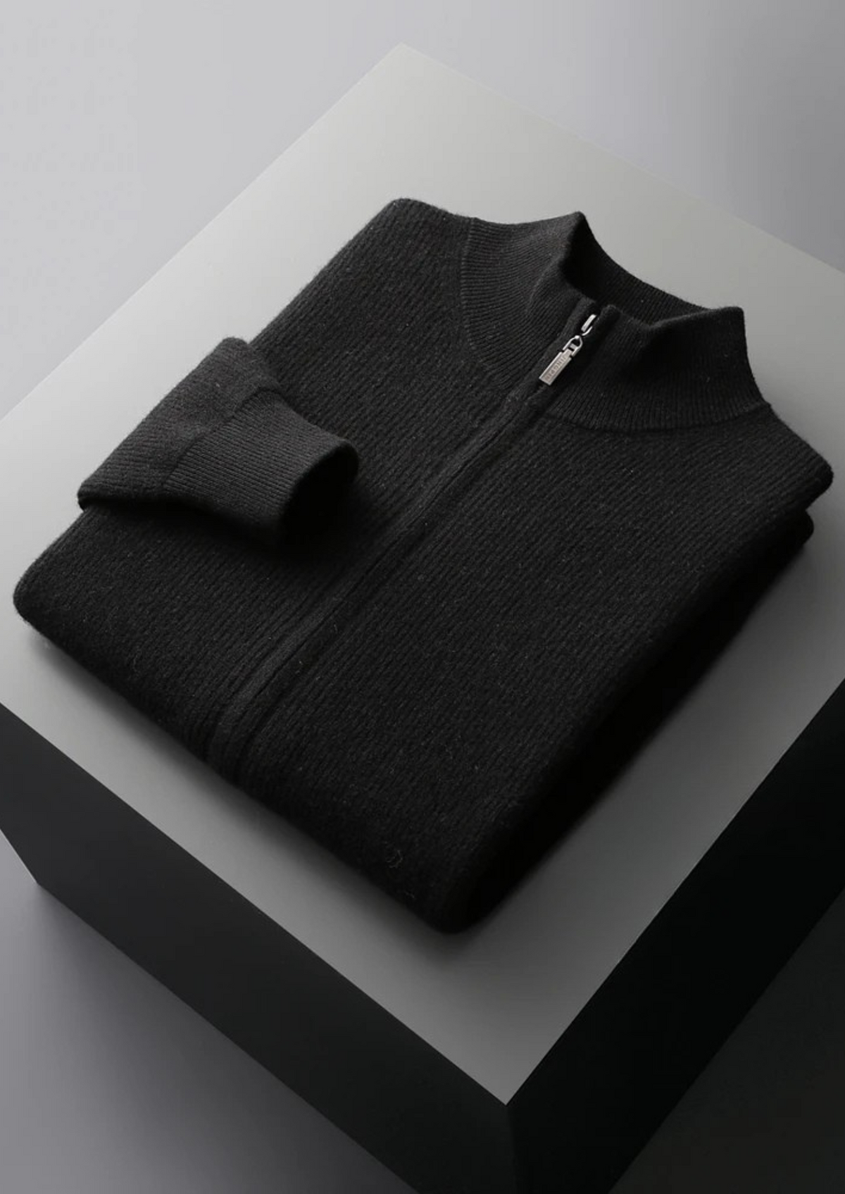 Merino Ribbed Zip Cardigan, Sand & Coffee