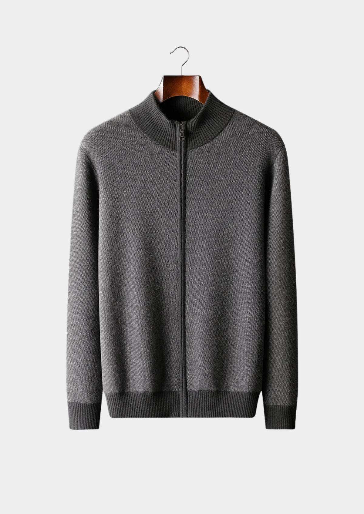 Premium Cashmere Jacquard Zip Cardigan | Roccella