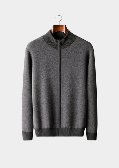 Premium Cashmere Jacquard Zip Cardigan | Roccella