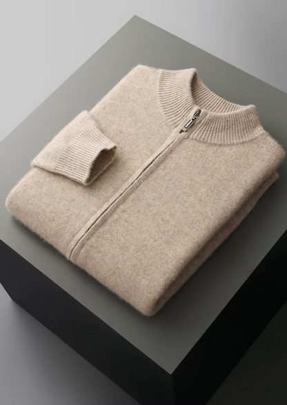Pure Extra-Fine Merino Wool Zipper Cardigan | Roccella