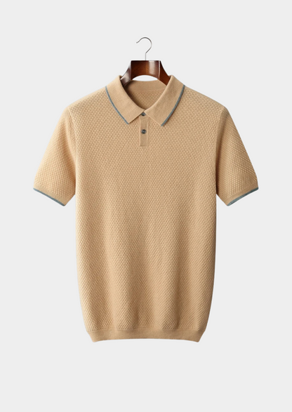 Premium Cashmere Mustard Two-Tone Polo | Roccella