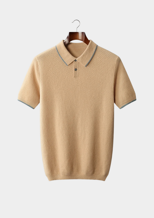 Premium Cashmere Mustard Two-Tone Polo | Roccella