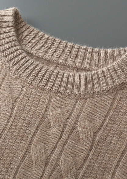 Pure Extra-Fine Merino Wool Cable Crewneck | Roccella