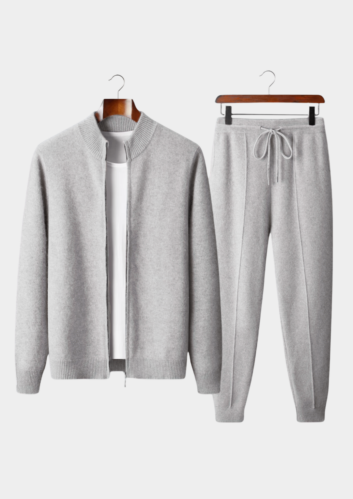 Pure Extra-Fine Merino Wool Light Gray Luzzo Set | Roccella