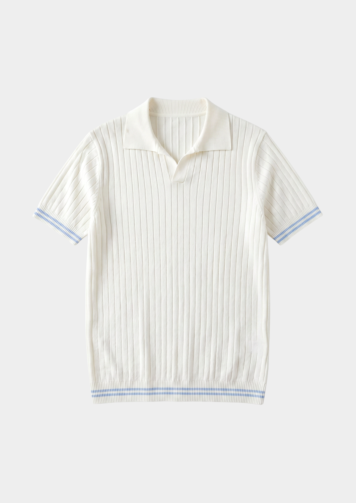 Pierre Ivory Ribbed Buttonless Polo | Roccella
