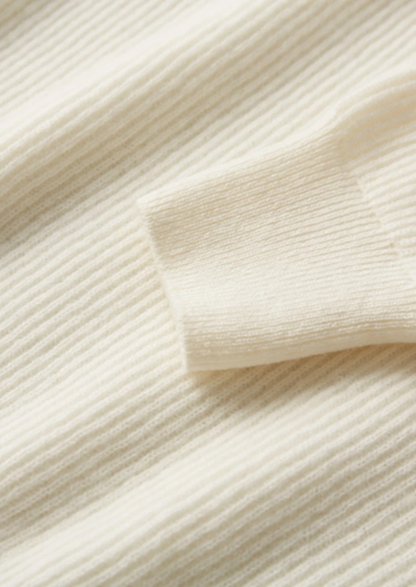 Premium Cashmere Classic Ribbed Henley Sweater | Roccella