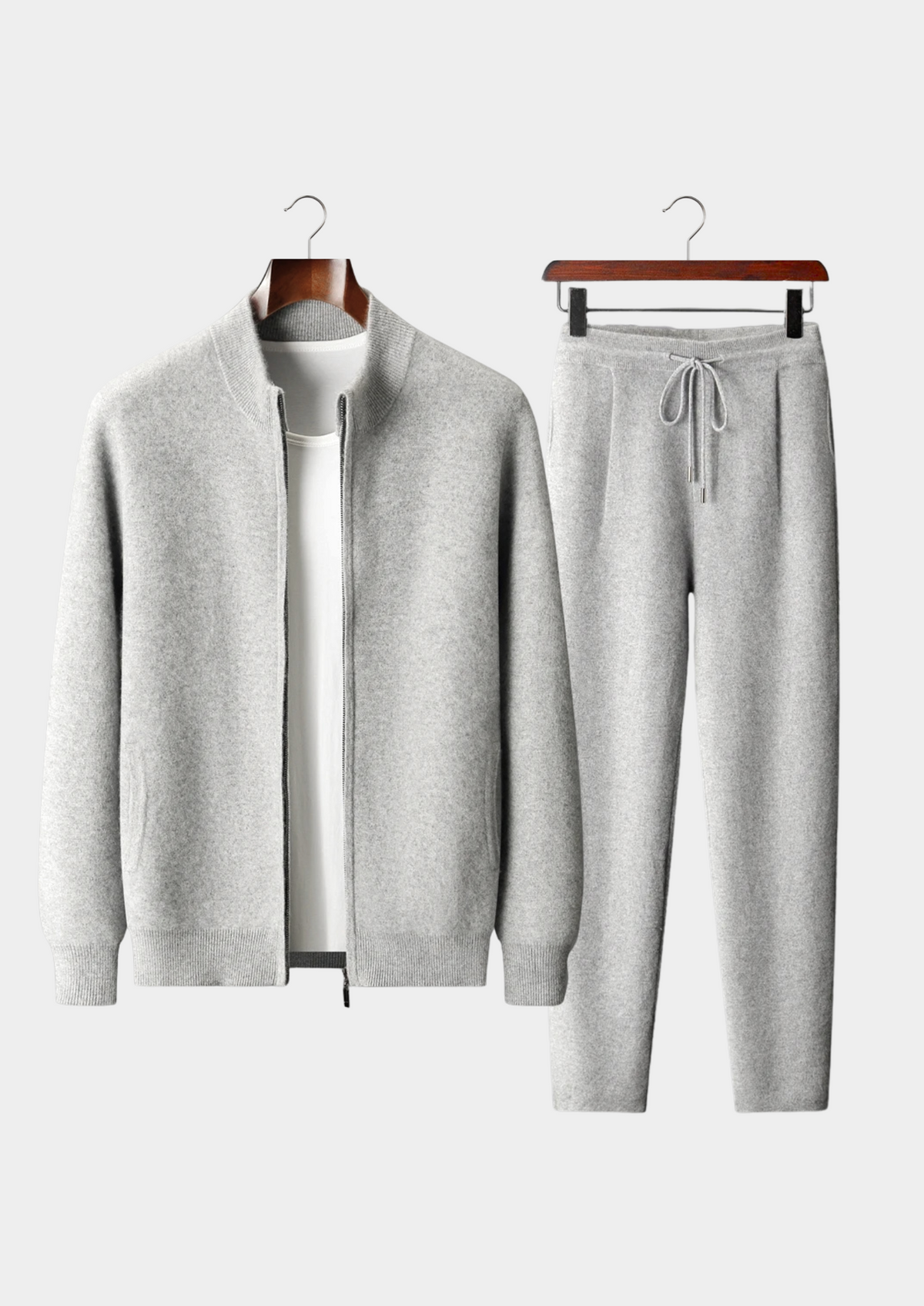 Premium Cashmere Light Gray Denis Leisure Set | Roccella