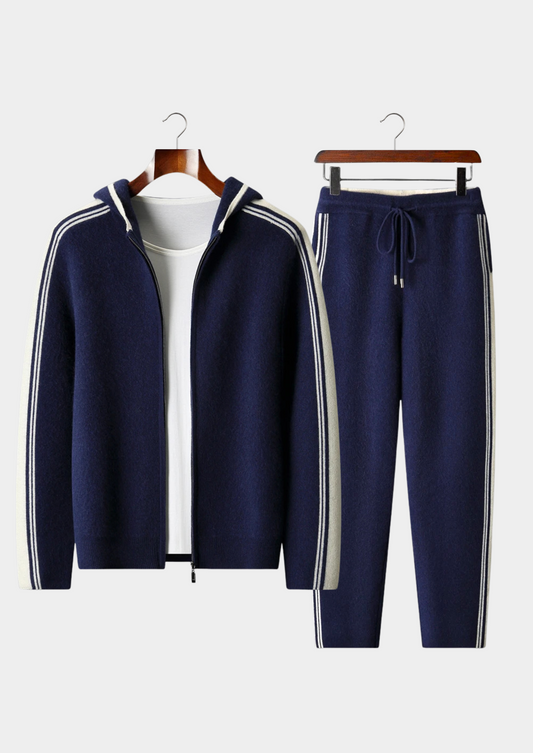 Pure Extra-Fine Merino Wool Navy Blue Damien Set | Roccella