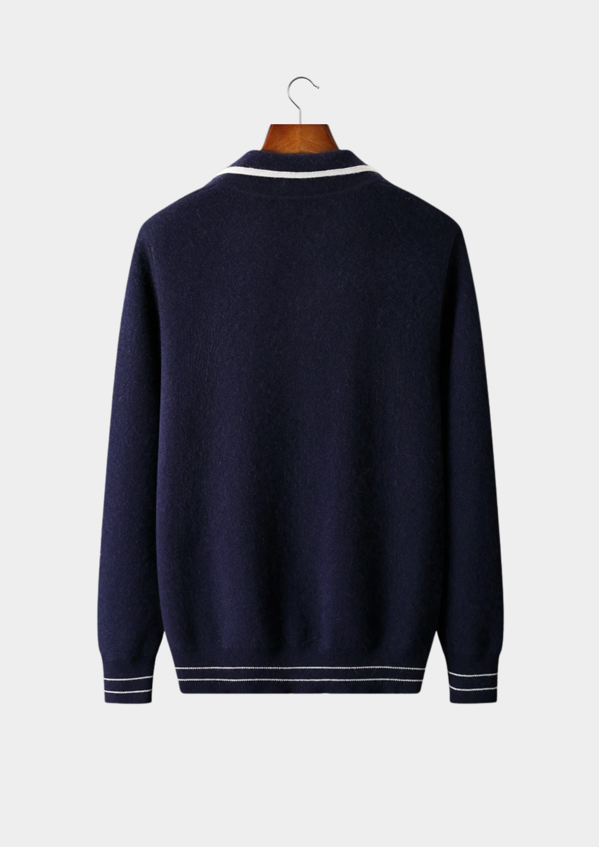 Pure Extra-Fine Merino Wool Two-Tone Polo Cardigan | Roccella