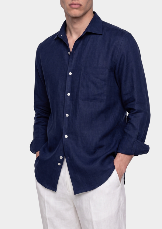 Amalfi Coastal Shirt - Navy Blue | Roccella