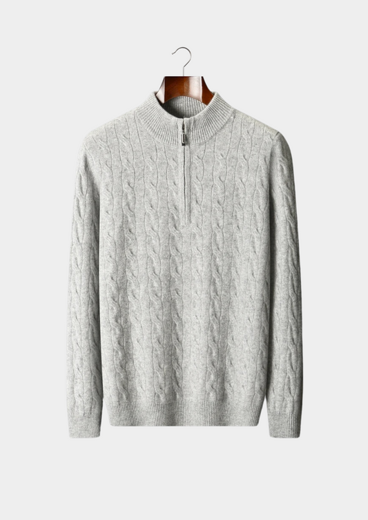 Pure Extra-Fine Merino Wool Cable Half Zip | Roccella