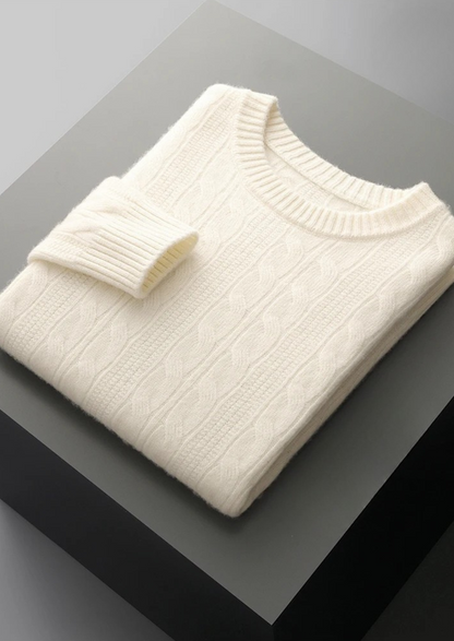 Pure Extra-Fine Merino Wool Cable Crewneck | Roccella