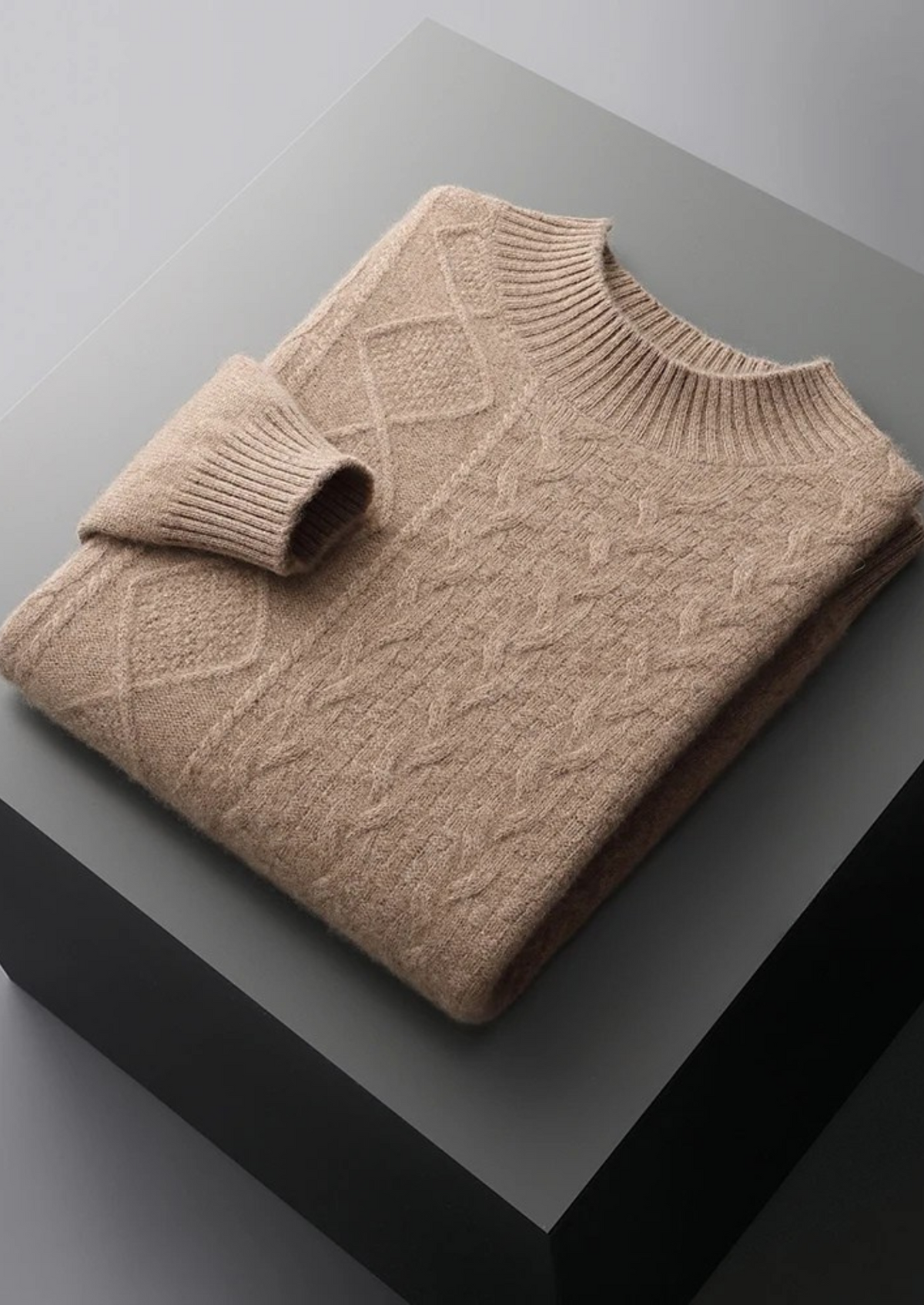 Pure Extra-Fine Merino Wool Jacquard Mockneck | Roccella