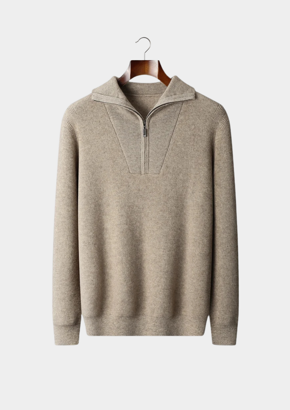 Premium Cashmere Ribbed Half-Zip Sweater | Roccella