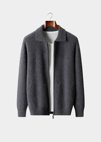Premium Cashmere Zip Polo Cardigan | Roccella