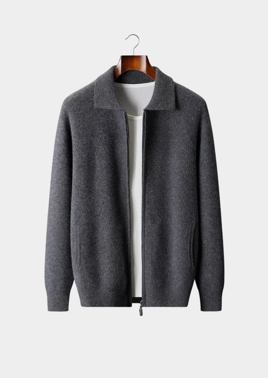 Premium Cashmere Zip Polo Cardigan | Roccella