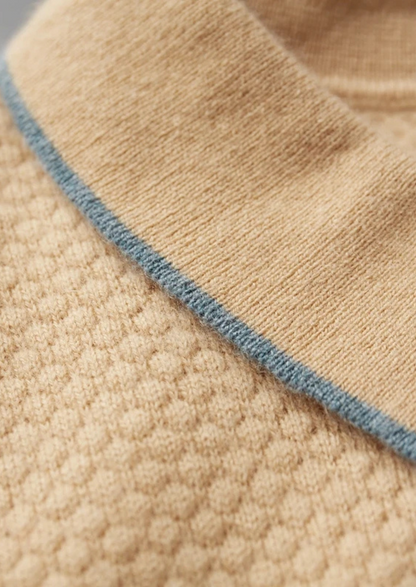 Premium Cashmere Mustard Two-Tone Polo | Roccella