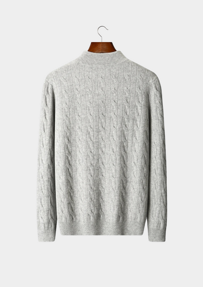 Pure Extra-Fine Merino Wool Cable Half Zip | Roccella