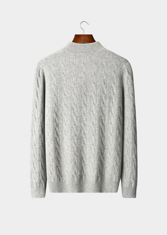 Pure Extra-Fine Merino Wool Cable Half Zip | Roccella