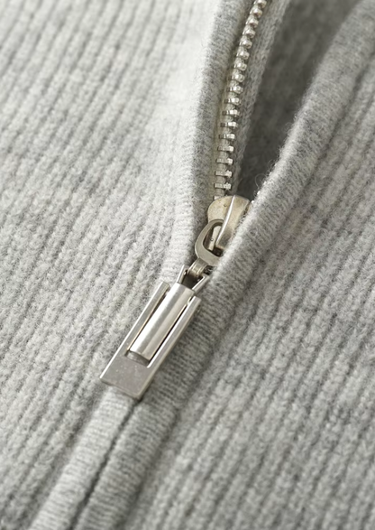 Pure Extra-Fine Merino Wool Ribbed Zip Hoodie | Roccella