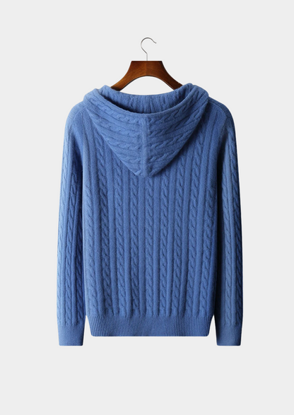 Premium Cashmere Cable Knit Zipper Hoodie | Roccella