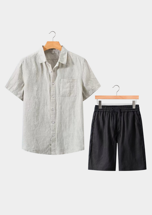 Dolcevita Shortsleeve Summer Set - Beige/black | Roccella