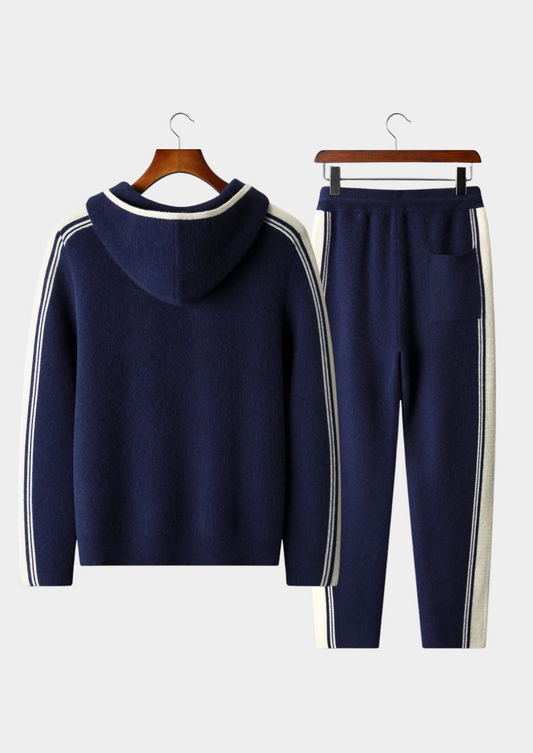 Pure Extra-Fine Merino Wool Navy Blue Damien Set | Roccella