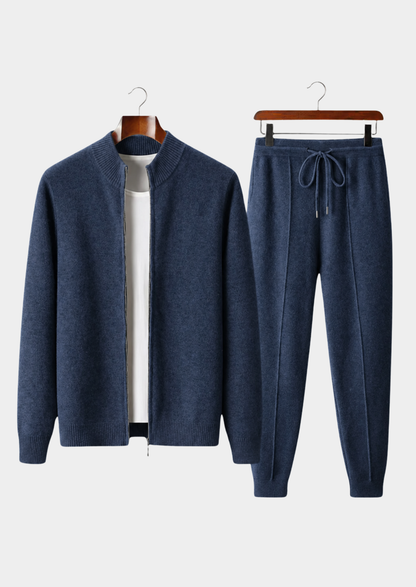 Pure Extra-Fine Merino Wool Navy Blue Luzzo Set | Roccella