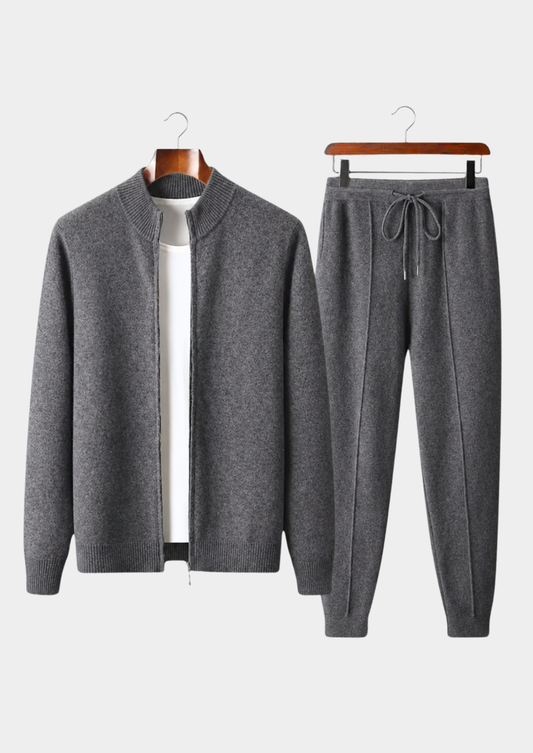 Pure Extra-Fine Merino Wool Dark Gray Luzzo Set | Roccella