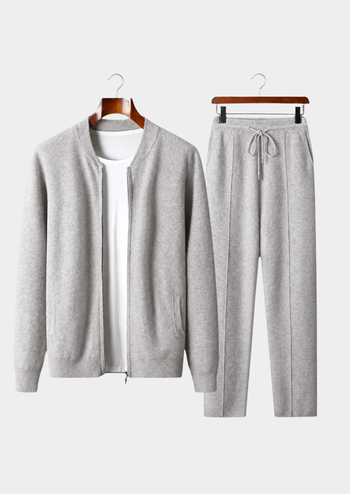 Pure Extra-Fine Merino Wool Light Gray Falconi Set | Roccella