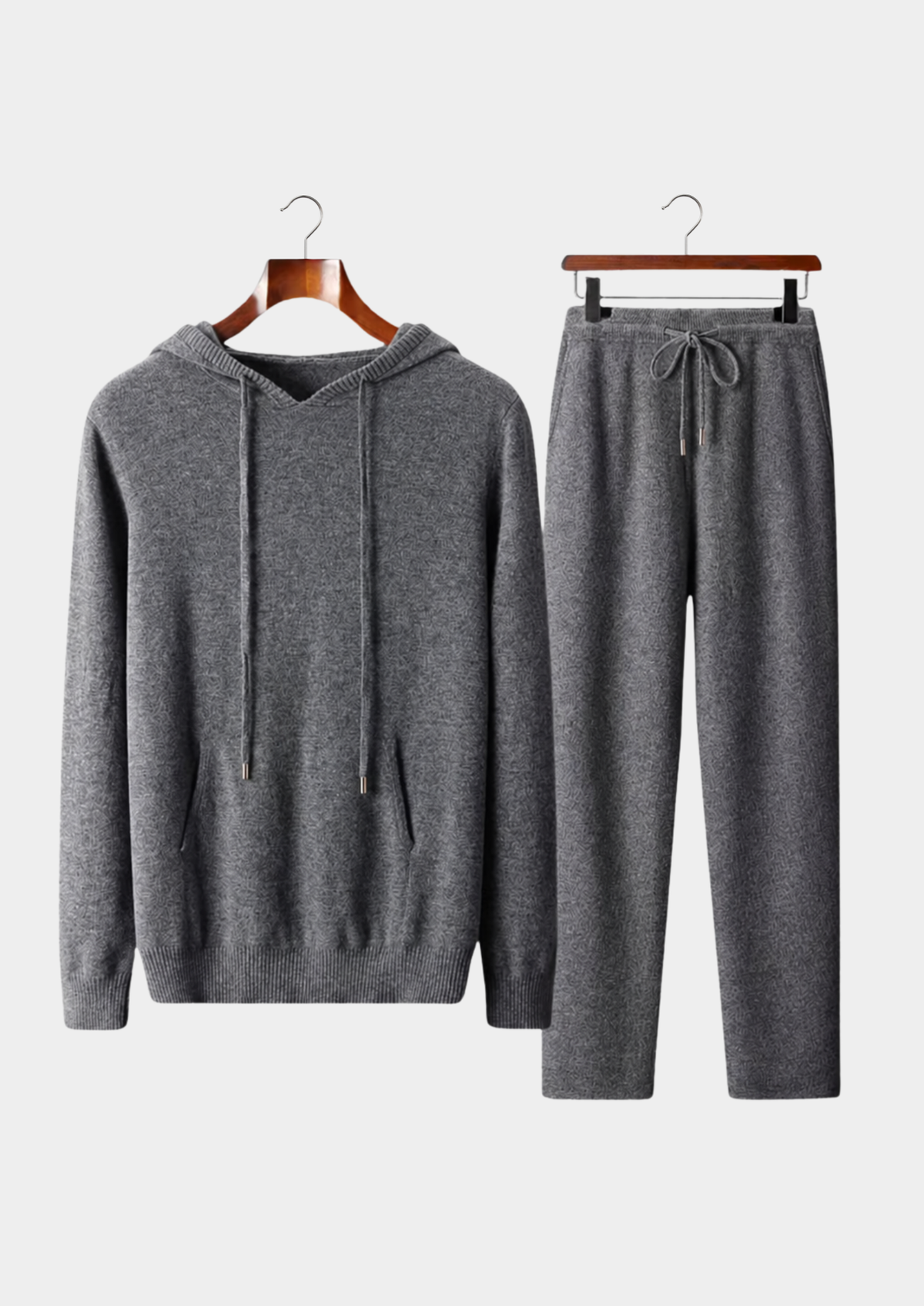 Pure Extra-Fine Merino Wool Dark Gray Savro Set | Roccella