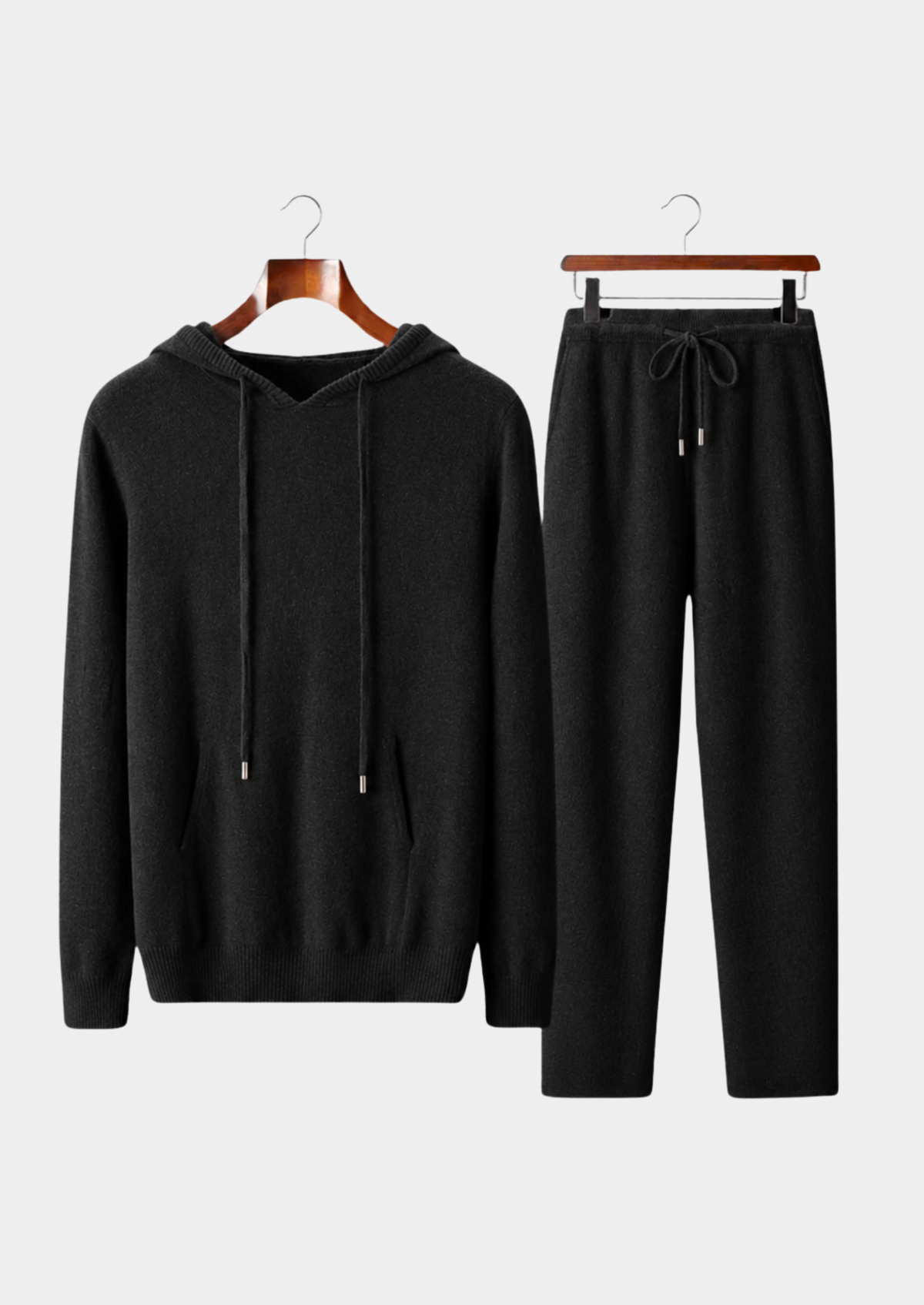 Pure Extra-Fine Merino Wool Black Savro Set | Roccella
