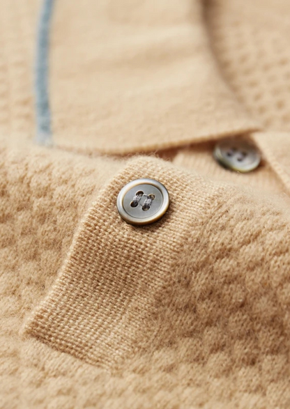 Premium Cashmere Mustard Two-Tone Polo | Roccella