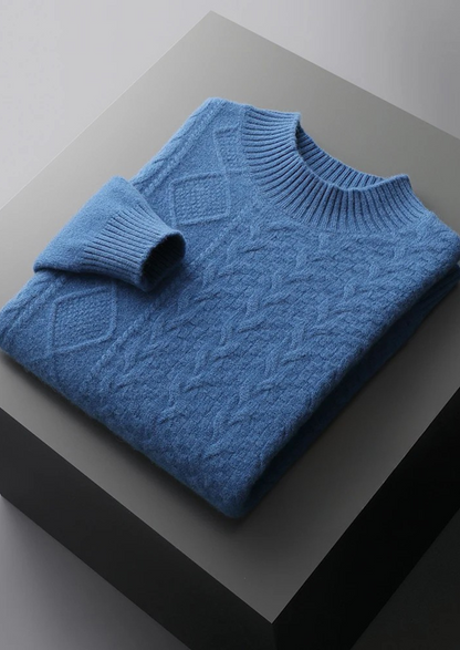 Pure Extra-Fine Merino Wool Jacquard Mockneck | Roccella