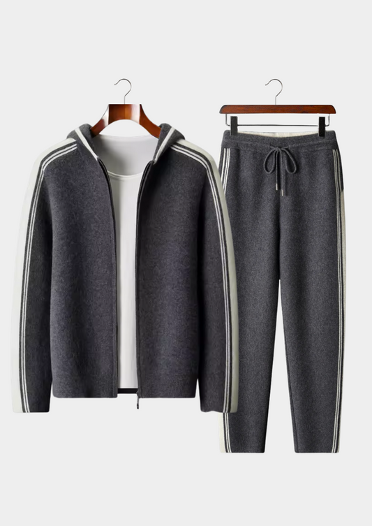 Pure Extra-Fine Merino Wool Dark Gray Damien Set | Roccella