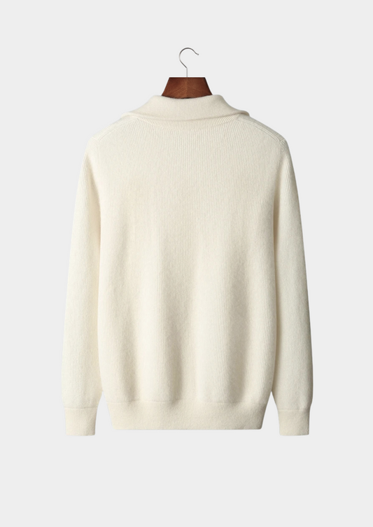 Pure Extra-Fine Merino Wool Ribbed Zipper Cardigan | Roccella