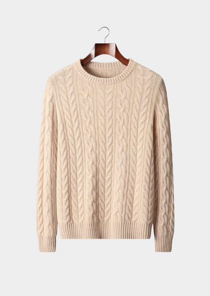 Pure Extra-Fine Merino Wool Cable Knit Crewneck | Roccella