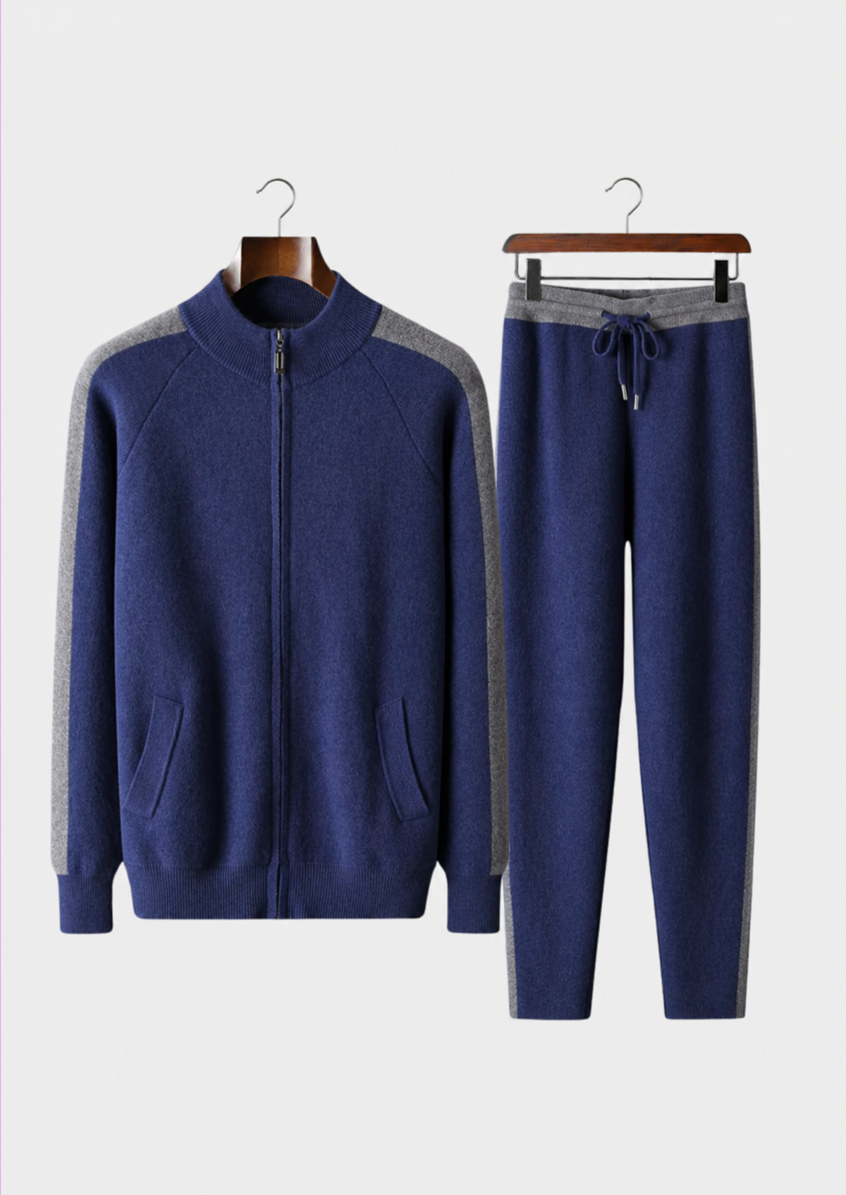 Premium Cashmere Navy Blue Torino Leisure Set | Roccella