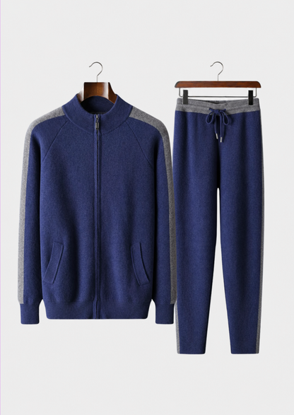 Premium Cashmere Navy Blue Torino Leisure Set | Roccella