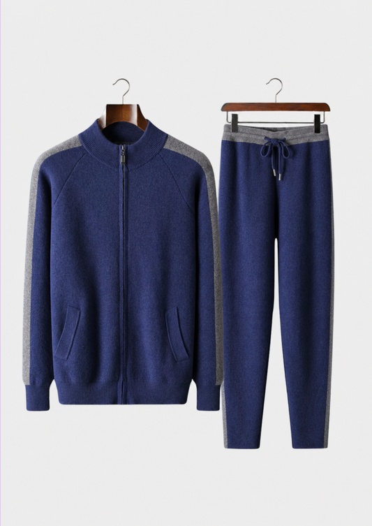 Premium Cashmere Navy Blue Torino Leisure Set | Roccella
