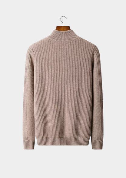 Pure Extra-Fine Merino Wool Ribbed Henley Sweater | Roccella