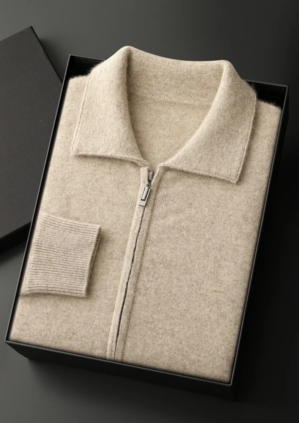 Premium Cashmere Zip Polo Cardigan | Roccella
