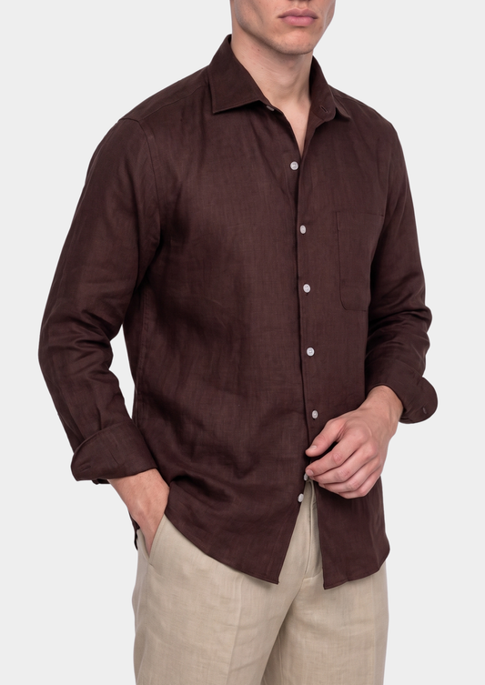 Amalfi Coastal Shirt - Dark Brown | Roccella