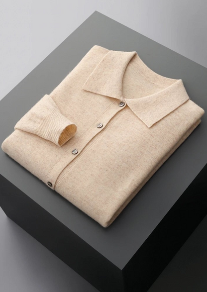 Pure Extra-Fine Merino Wool Polo Cardigan | Roccella
