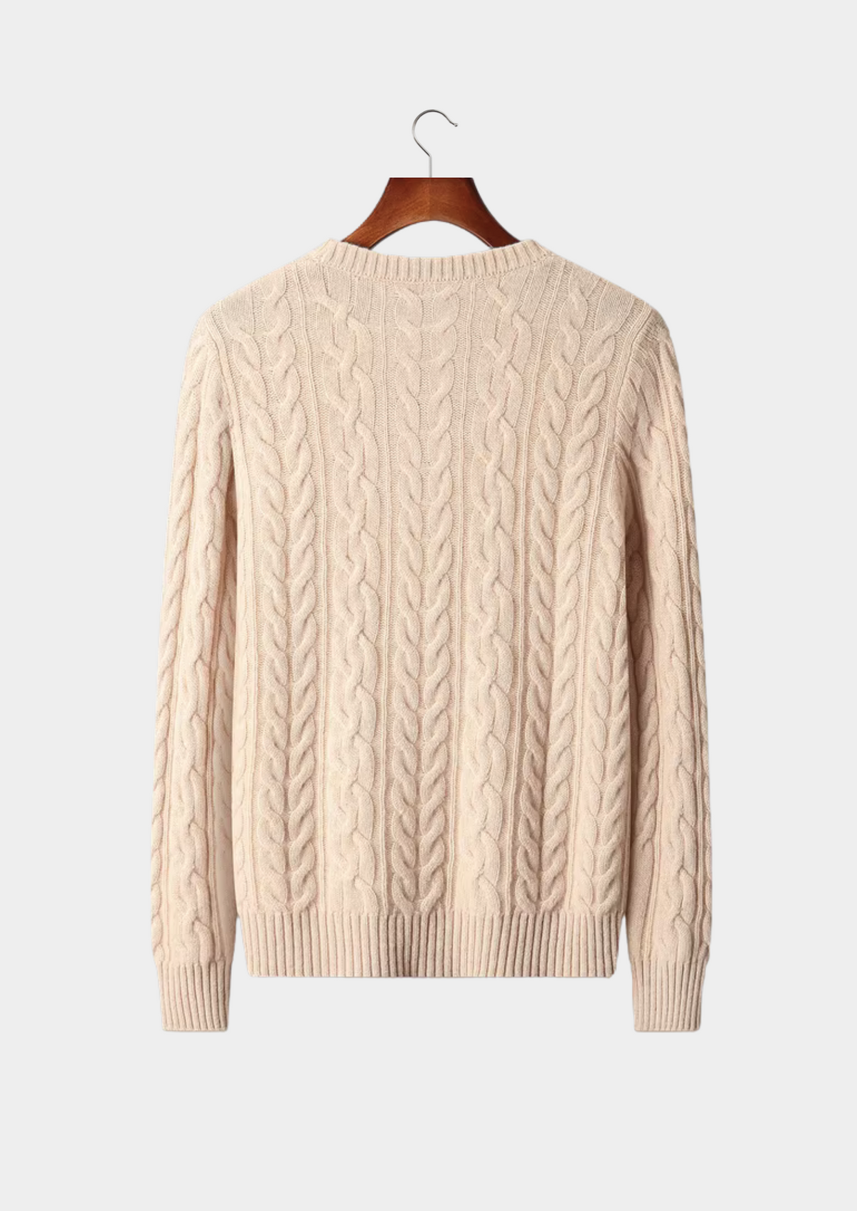 Pure Extra-Fine Merino Wool Cable Knit Crewneck | Roccella