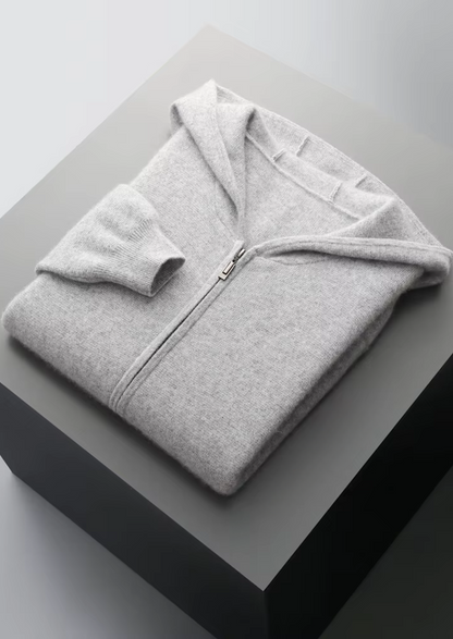 Pure Extra-Fine Merino Wool Zipper Hoodie | Roccella