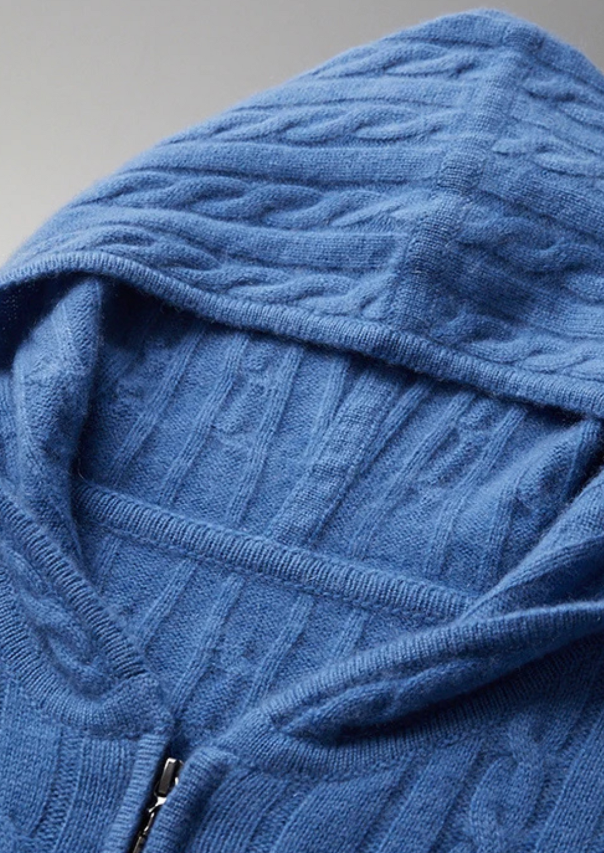 Premium Cashmere Cable Knit Zipper Hoodie | Roccella