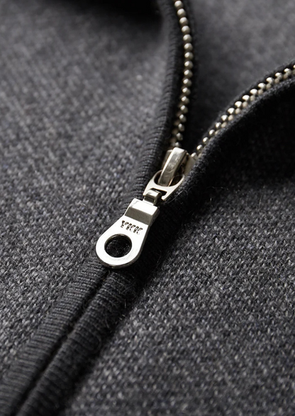 Premium Cashmere Jacquard Zip Cardigan | Roccella